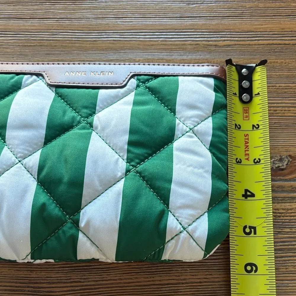 Anne Klein Green and White Striped Wristlet